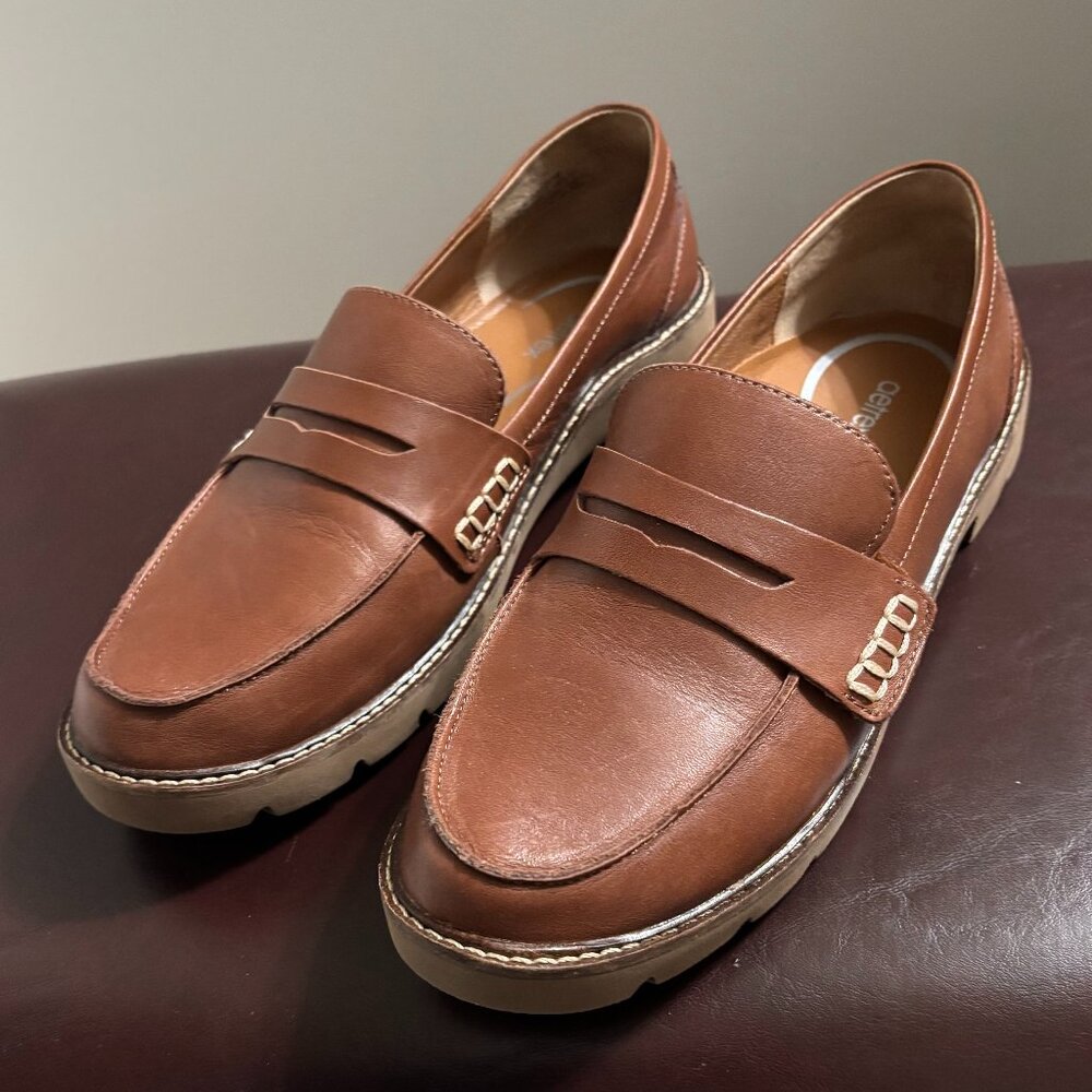 Collette Arch Support Loafer, Aetrex, Size 39/8.5, Cognac